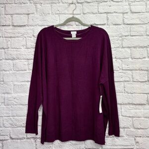 Chicos Womens Sweater Size 4 (XXL 20/22) Pullover Front Seam Cashmere Blend NWT